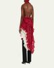Diotima Spade Crochet Knit Ruffle Halter Backless Mini Dress - 5