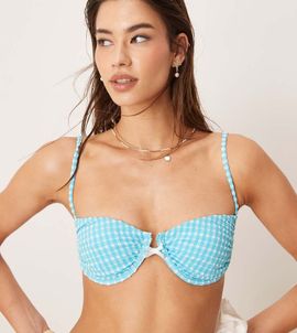 Dippin' Daisy's Dippin Daisys Exclusive mix and match gingham underwire bikini top in blue