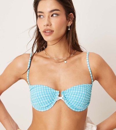 Dippin' Daisy's Dippin Daisys Exclusive mix and match gingham underwire bikini top in blue