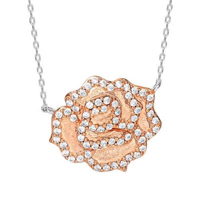 Disney Disney Beauty and the Beast Belle Rose Necklace, 18" 