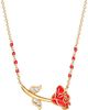 Disney Disney Beauty and the Beast Red Enamel Rose Necklace for Women 17" - 1