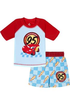 Disney Disney Cars Lightning McQueen Swimwear 2-Piece Rash Guard and Swim Trunks Set
