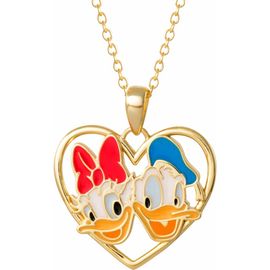 Disney Disney Donald and Daisy Duck Heart Necklace 18" Official License, Sterling Silver