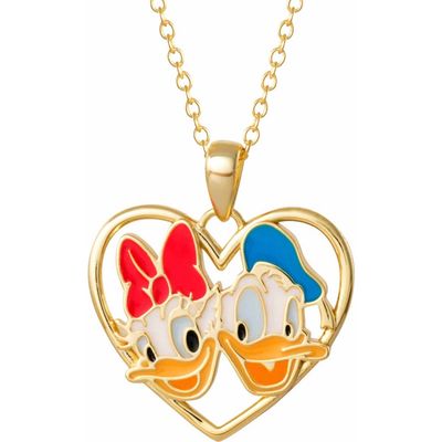 Disney Disney Donald and Daisy Duck Heart Necklace 18" Official License, Sterling Silver