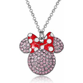 Disney Disney Fashion Red Polka Dot Bow Crystals Pave Necklace