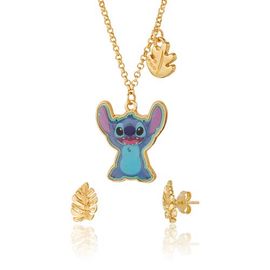 Disney Disney Jewelry Set with Gold-Tone Fashion Necklace and Palm Leaf Stud Earrings