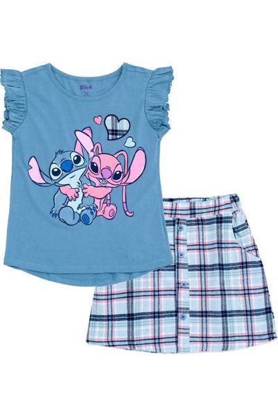 Disney Disney Lilo & Stitch 2-Piece T-Shirt and Plaid Skirt Set