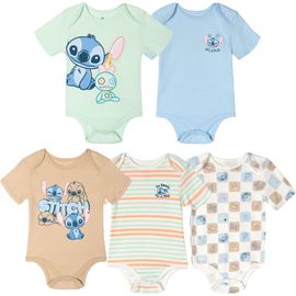Disney Disney Lilo & Stitch Boys' 5-Pack Short Sleeve Bodysuits