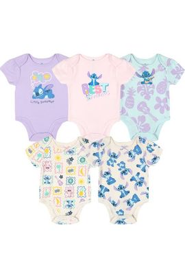 Disney Disney Lilo & Stitch Girls' 5-Pack Short Sleeve Bodysuits