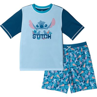 Disney Disney Lilo & Stitch Swimwear 2-Piece Rash Guard and Swim Trunks Set