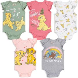 Disney Disney Lion King Girls' 5-Pack Short Sleeve Bodysuits