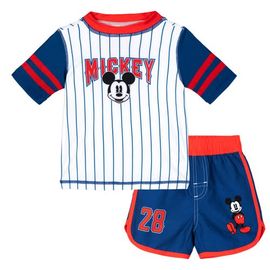 Disney Disney Mickey Mouse 2-Piece Rash Guard and Swim Trunks Set