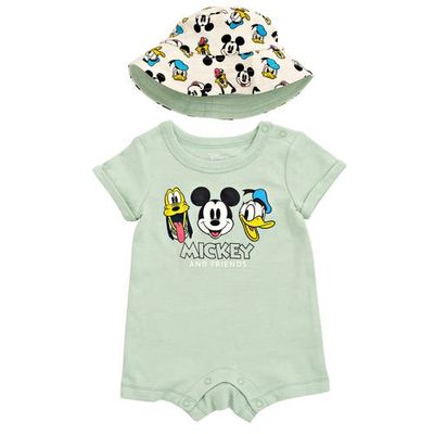 Disney Disney Mickey Mouse 2-Piece Romper and Bucket Hat Set