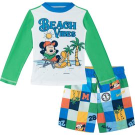 Disney Disney Mickey Mouse 2-Piece Swimwear Rash Guard and Swim Trunks Set