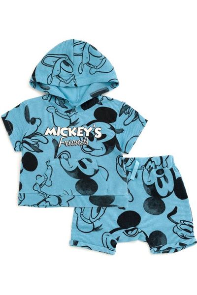 Disney Disney Mickey Mouse 2-Piece Waffle Hooded Tee and Shorts Set