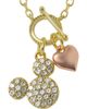 Disney Disney Mickey Mouse Necklace 16" + 2", Gold Tone, Clear Crystals  - 1