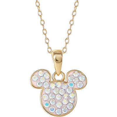 Disney Disney Mickey Mouse Necklace for Women, Aurora Boreal Crystal Mickey Pendant