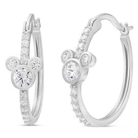 Disney Disney Mickey Mouse Sterling Silver Hoop Earrings 