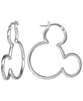 Disney Disney Mickey Mouse Sterling Silver Outline Hoop Earrings 