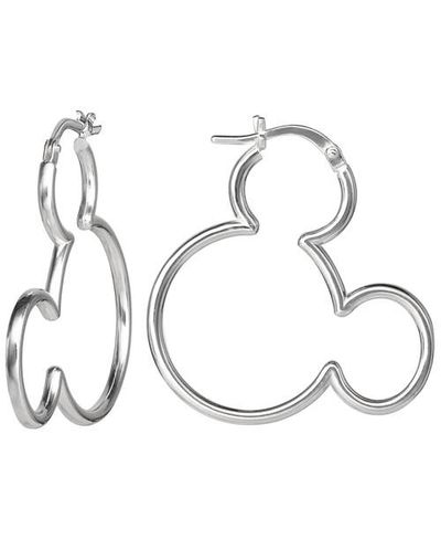 Disney Disney Mickey Mouse Sterling Silver Outline Hoop Earrings 
