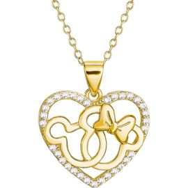 Disney Disney Minnie and Mickey Mouse Necklace, Cubic Zirconia