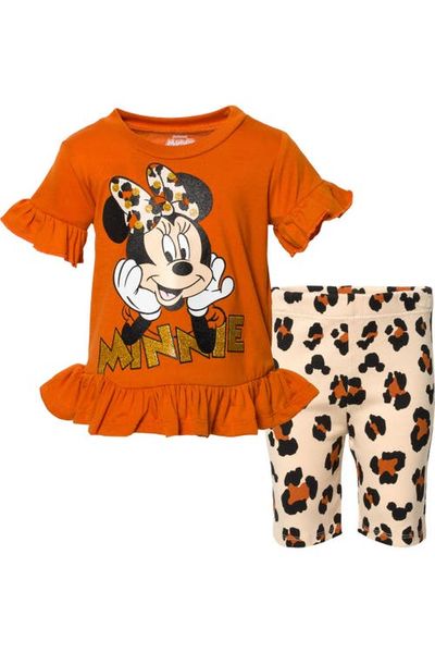 Disney Disney Minnie Mouse 2-Piece Short Sleeve T-Shirt and Bike Shorts Set