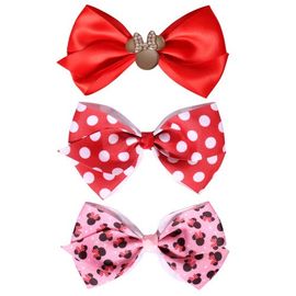 Disney Disney Minnie Mouse Bow for Hair 3-Piece Official License, Pink and Red Hair Bows 