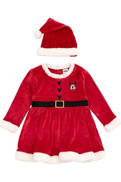 Disney Disney Minnie Mouse Holiday Velour Dress and Hat Set