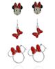 Disney Disney Minnie Mouse Red Bow Earring Set, 3 Pairs (Hoops, Drops & Studs), Silver-Tone  - 1