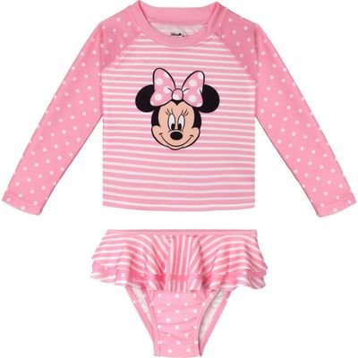 Disney Disney Minnie Mouse Swimwear 2-Piece Rash Guard and Bikini Set