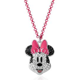 Disney Disney Pave Crystal Minnie Mouse Necklace with Pink Chain, 16"+3"