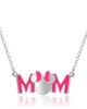 Disney Disney Pink Enamel Bow MOM Pendant Necklace, 18'' Chain - 1
