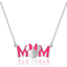 Disney Disney Pink Enamel Bow MOM Pendant Necklace, 18'' Chain