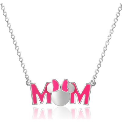 Disney Disney Pink Enamel Bow MOM Pendant Necklace, 18'' Chain