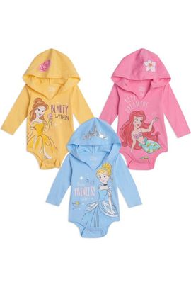 Disney Disney Princess 3-Pack Hooded Bodysuits