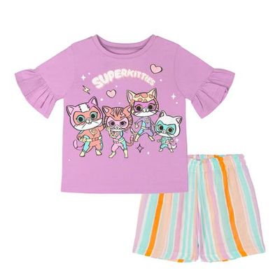 Disney Disney Super Kitties 2-Piece Short Sleeve Tee and Gauze Shorts Set