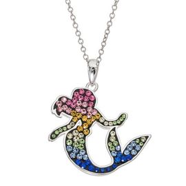 Disney Disney The Little Mermaid Ariel Rainbow Crystal Silver Flash Plated Pendant Necklace, 18"