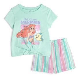 Disney Disney The Little Mermaid Princess Ariel 2-Piece Short Sleeve Tee and Gauze Shorts Set