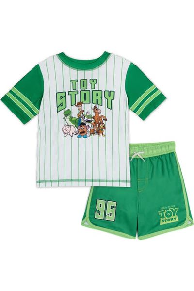 Disney Disney Toy Story Short Sleeve Rash Guard and Swim Trunks Set