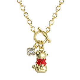 Disney Disney Winnie the Pooh Charm Necklace for Women, 18k Gold Flash Plate, 18"+2"