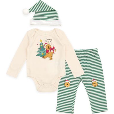 Disney Disney Winnie the Pooh Holiday Bodysuit Pants and Hat Set