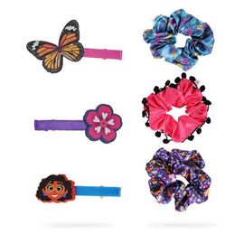 Disney Encanto Hair Clips and Hair Scrunchies Set, 3 Disney Hair Clips and 3 Disney Scrunchies