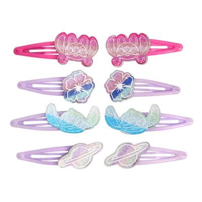 Disney Stitch Hair Clip 8-Piece Set Official License, Snap Back Clips for Hair, Lilo and Stitch Accessories, Small Disney Gifts