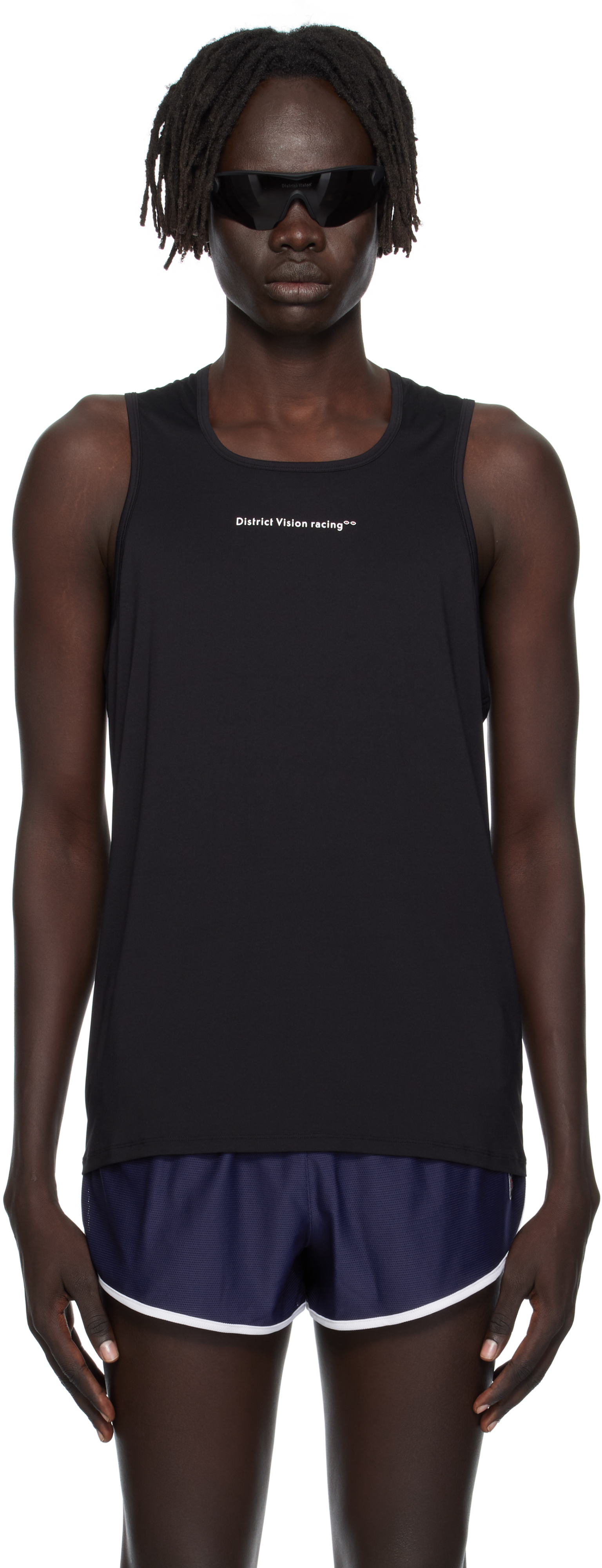 District Vision - Black Panelled Mesh Singlet Tank Top