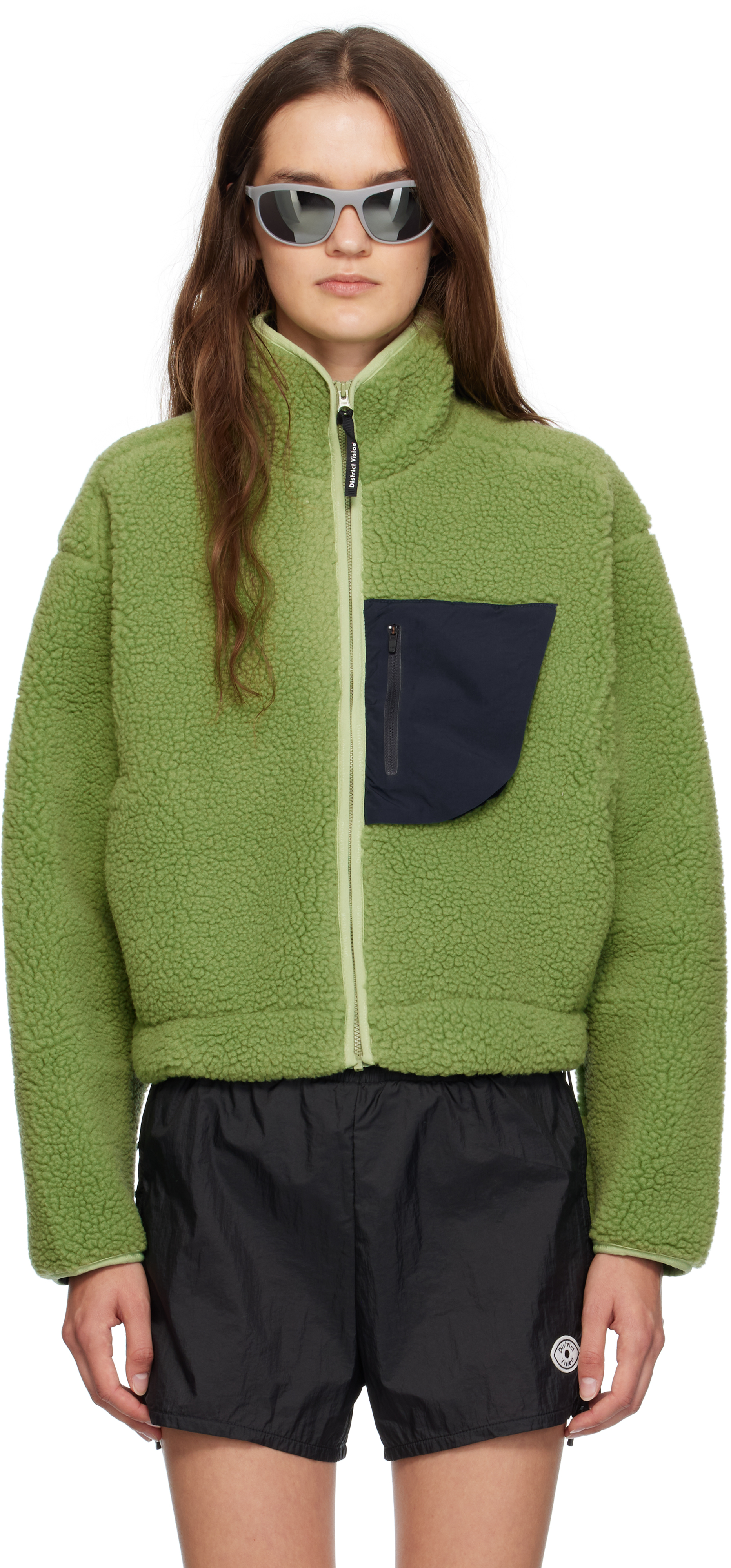 District Vision - Green Cropped Wool Pile Fleece Jacket