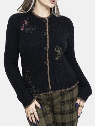 Disturbia Disturbia Ame Embroidered Blanket Stitch Cardigan