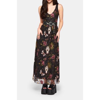 Disturbia Disturbia Angela Folk Embroidered Mesh Maxi Dress