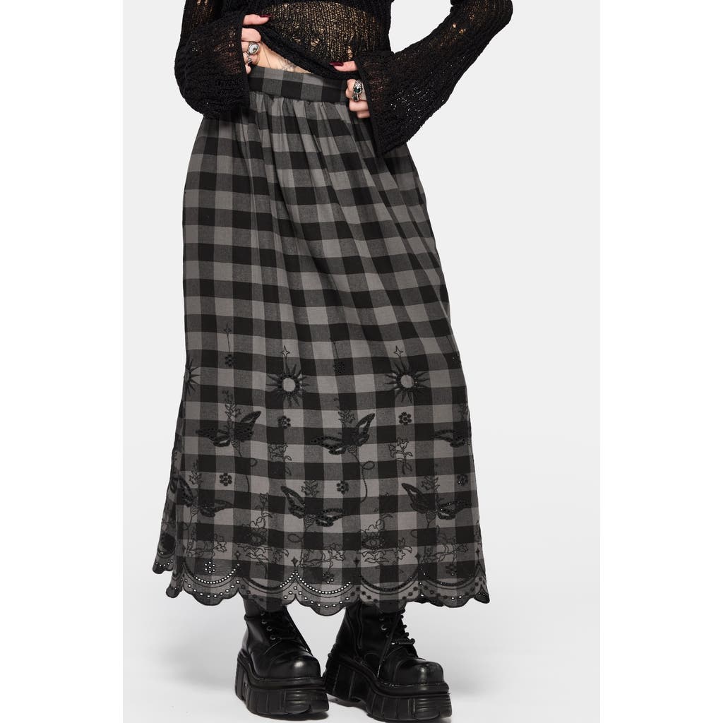 Disturbia Disturbia Ashwing Check Broderie Maxi Skirt