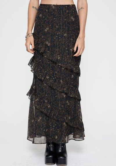 Disturbia Disturbia Astralis Stripe Ruffle Tiered Maxi Skirt