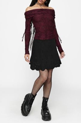 Disturbia Disturbia Ayr Broderie Denim Skirt